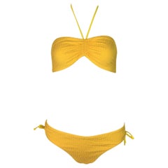 2000's Fendi Karl Lagerfeld Yellow Logo Monogram Bikini