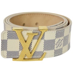 Louis Vuitton Damier Azur 40mm LV Initiales Logo Belt Sz 85/34