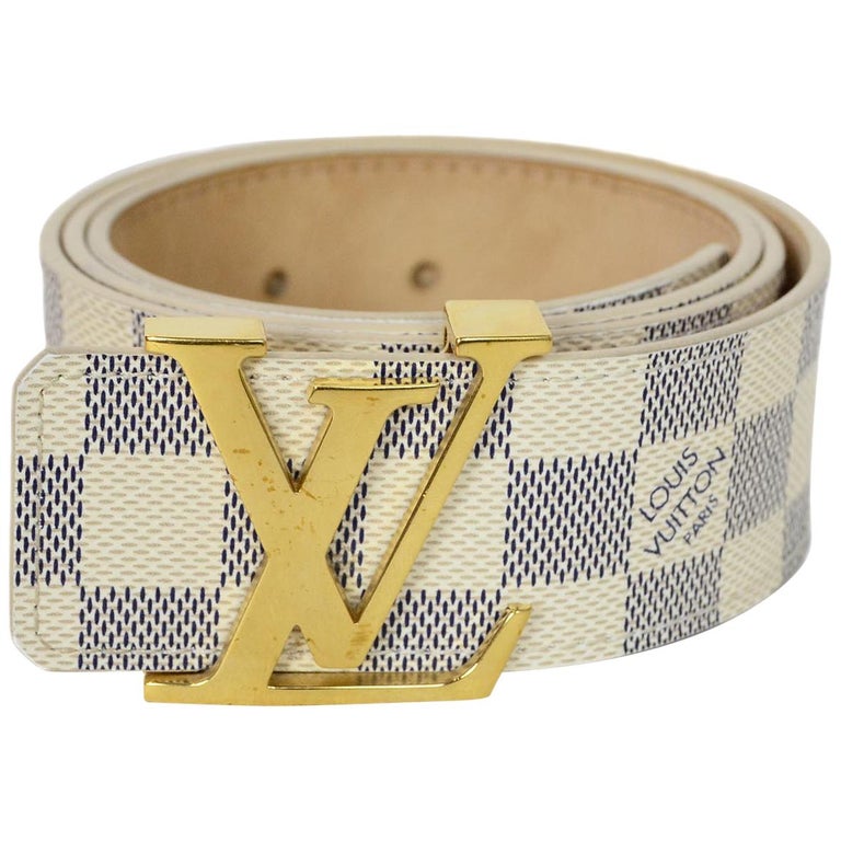 Louis Vuitton Damier Azur 40mm LV Initiales Logo Belt Sz 85/34 at 1stdibs