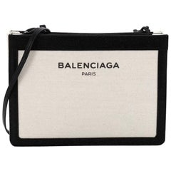 Balenciaga Navy Pochette S Canvas and Leather
