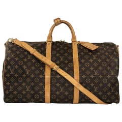  Louis Vuitton Monogram Keepall Bandoliere 55 Top Handle Travel Bag