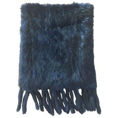 Unsigned Scarf in Dark Blue Rabbit Fur