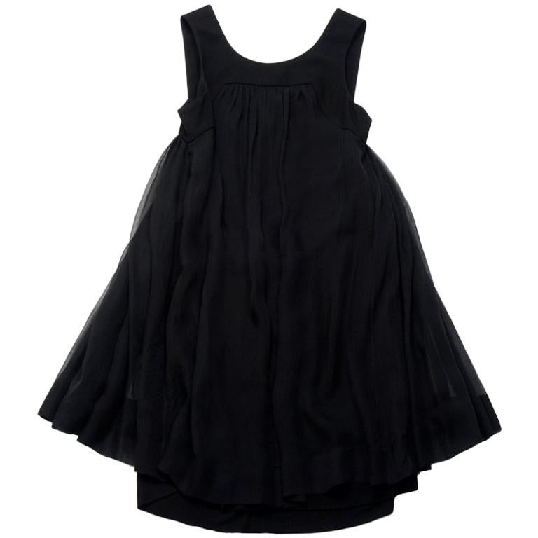 CHANEL Sleeveless Cocktail Dress in Black Chiffon with a Gauzy Effect Size 40FR For Sale