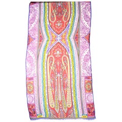 Etro Multi-Color Sheer Silk Paisley Print Scarf