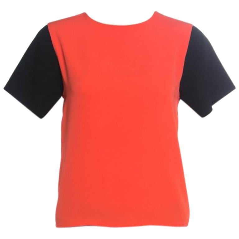 Celine Orange Contrast Sleeve Crepe Top M