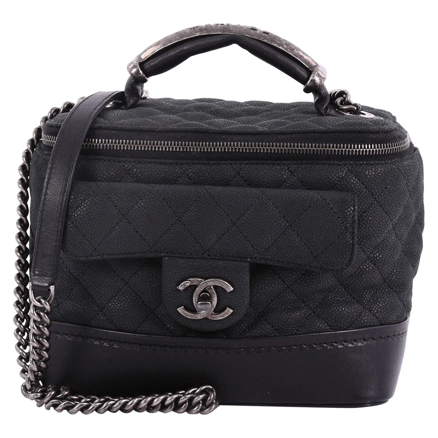 Chanel Globetrotter Vanity Case Quilted Iridescent Caviar