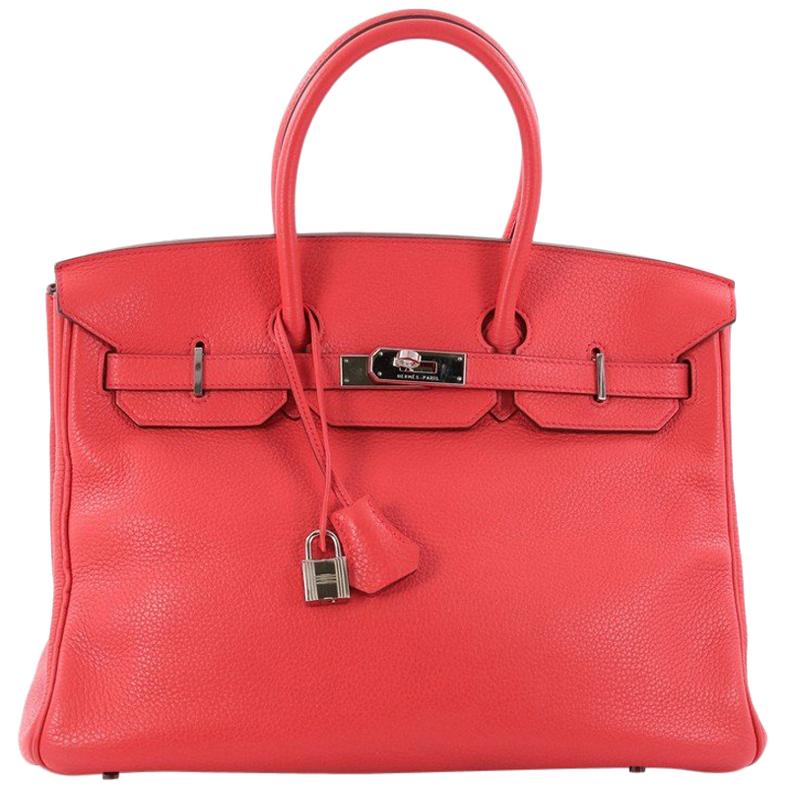 Hermes Birkin Handbag Rose Jaipur Clemence with Palladium Hardware 35 stands