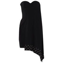 RESORT 2012 LOOK#11 VERSACE BLACK EYELET STUDDED ASYMMETRIC DRESS Size 38