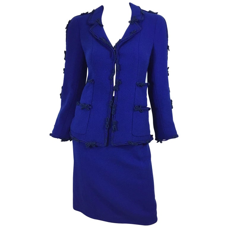 Chanel 2007 A Bow Blue Jacket and Skirt Set at 1stDibs