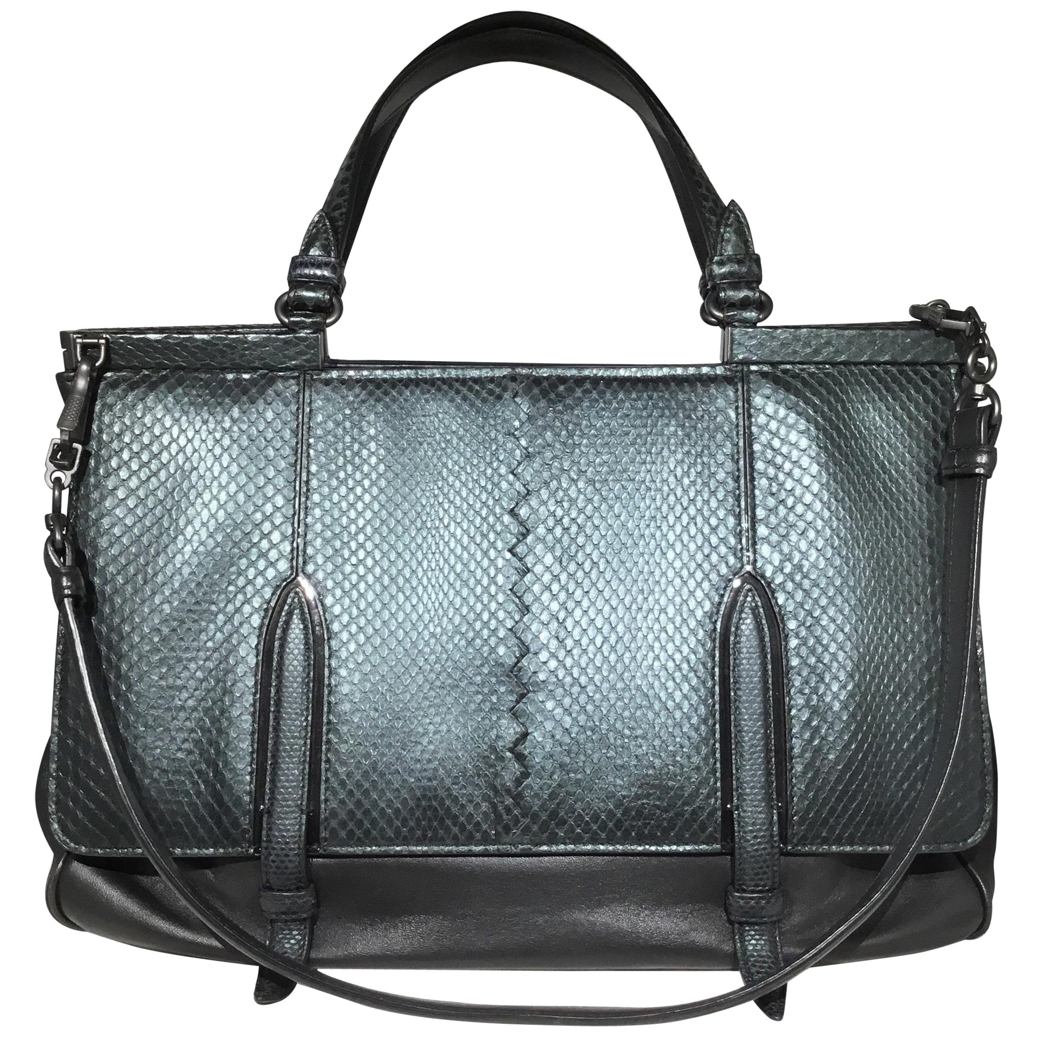 Bottega Veneta Snakeskin Top Handle Shoulder Bag