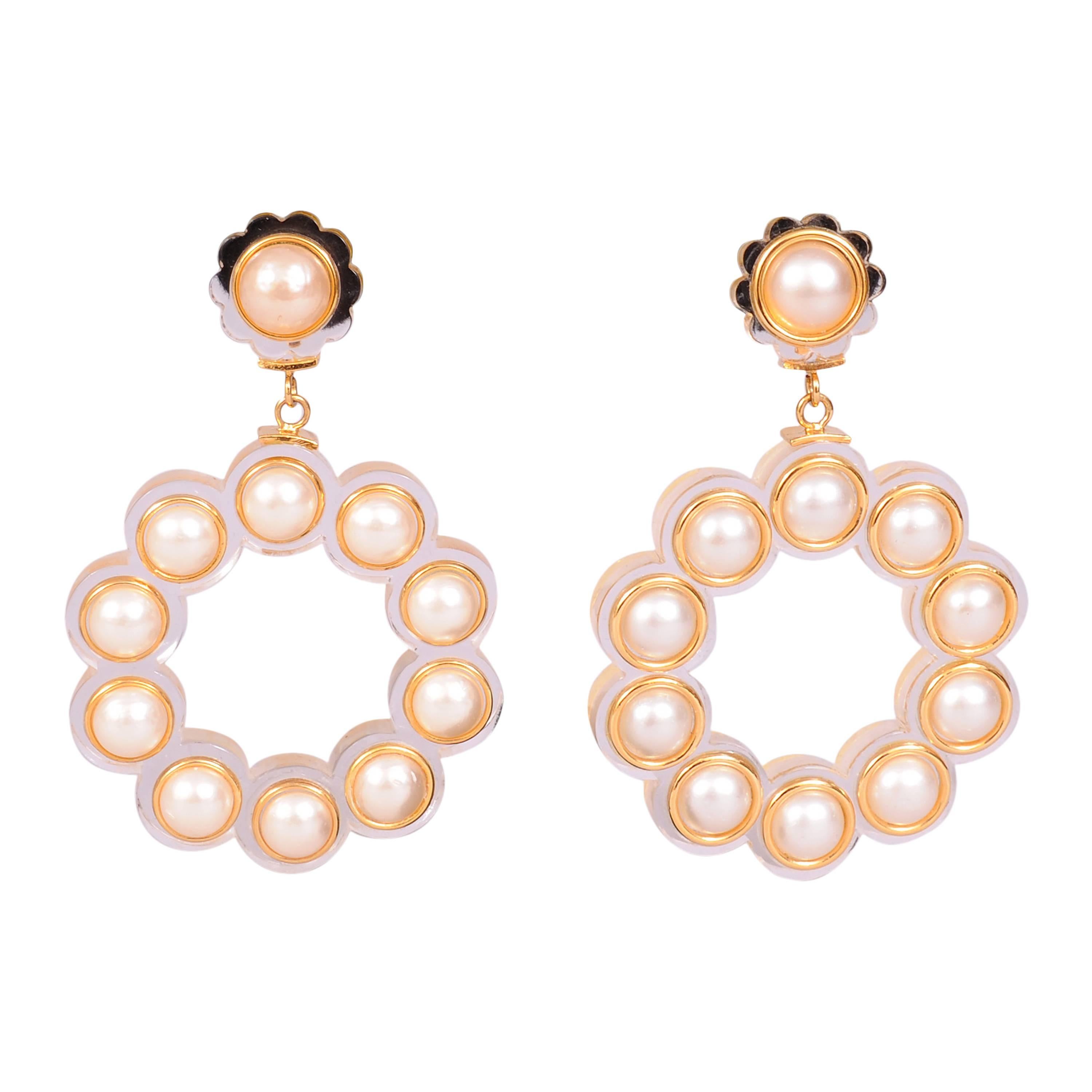 Chanel Runway Worn Lucite and Pearl Earrings