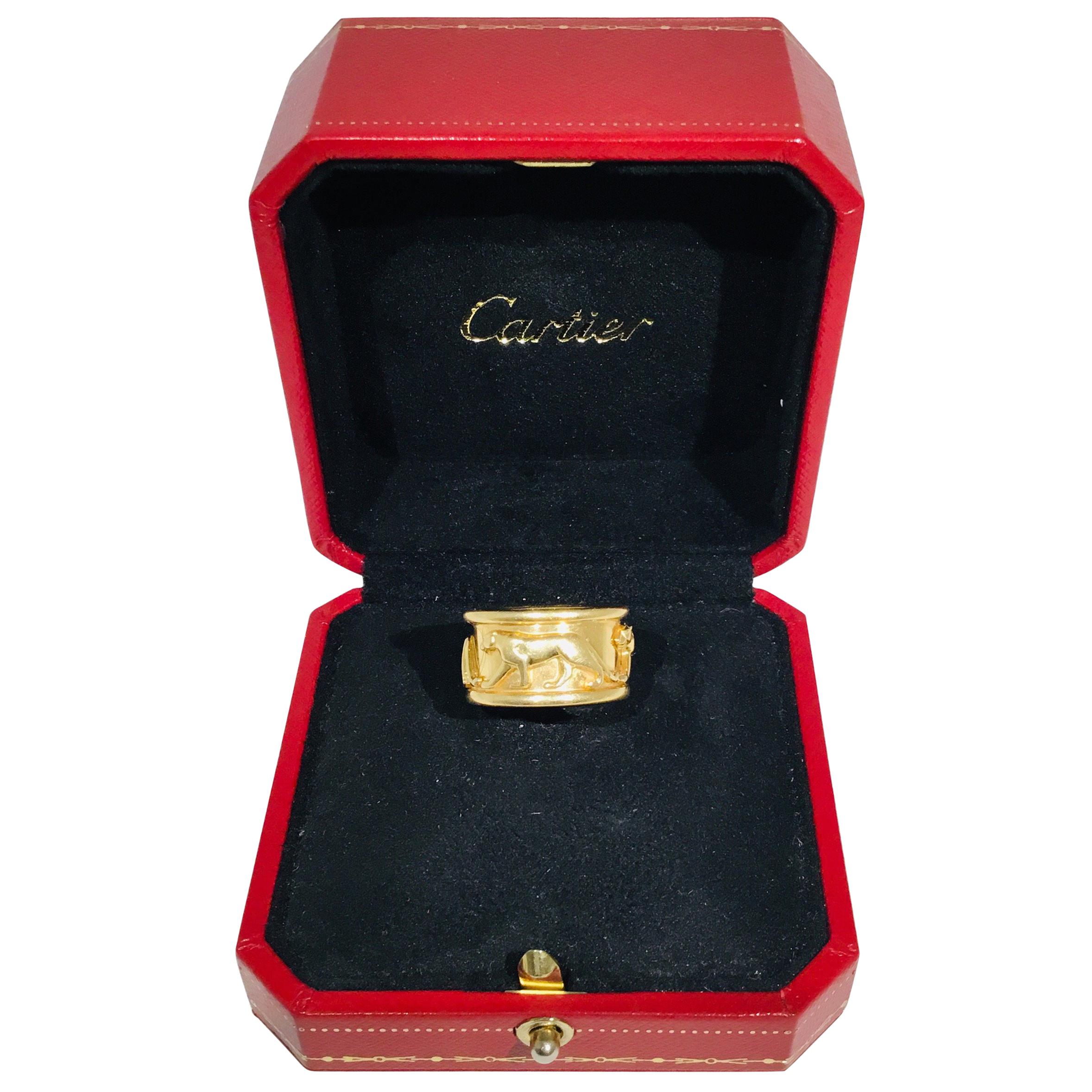 Cartier 18 Karat Gold Panther-Ring mit Schachtel