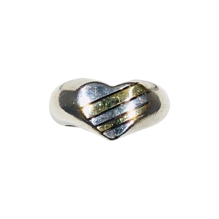 Cartier 1970er Jahre gemischt Metall Herz Ring 18K und 925