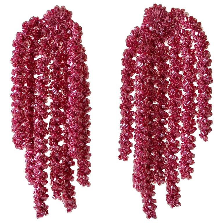Large Linear Pink Designer Statement Earrings For Sale at 1stDibs