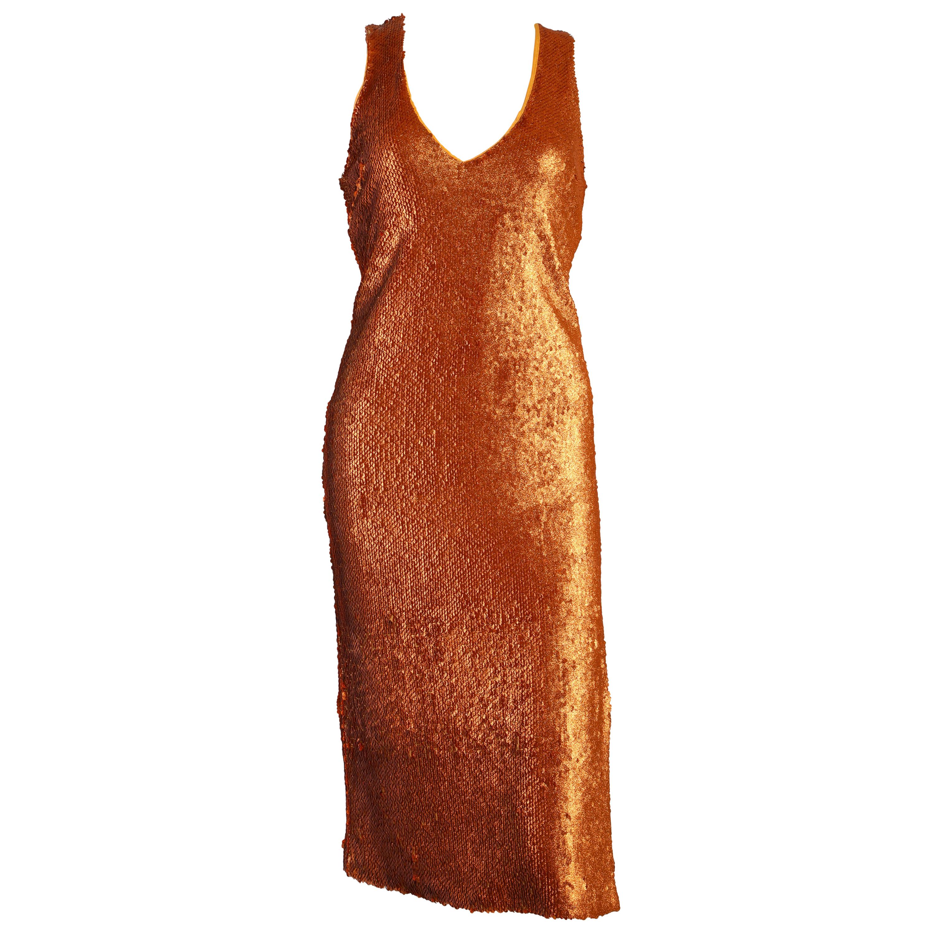 Prabal Gurung Copper Shift Sequin Dress US size 4 