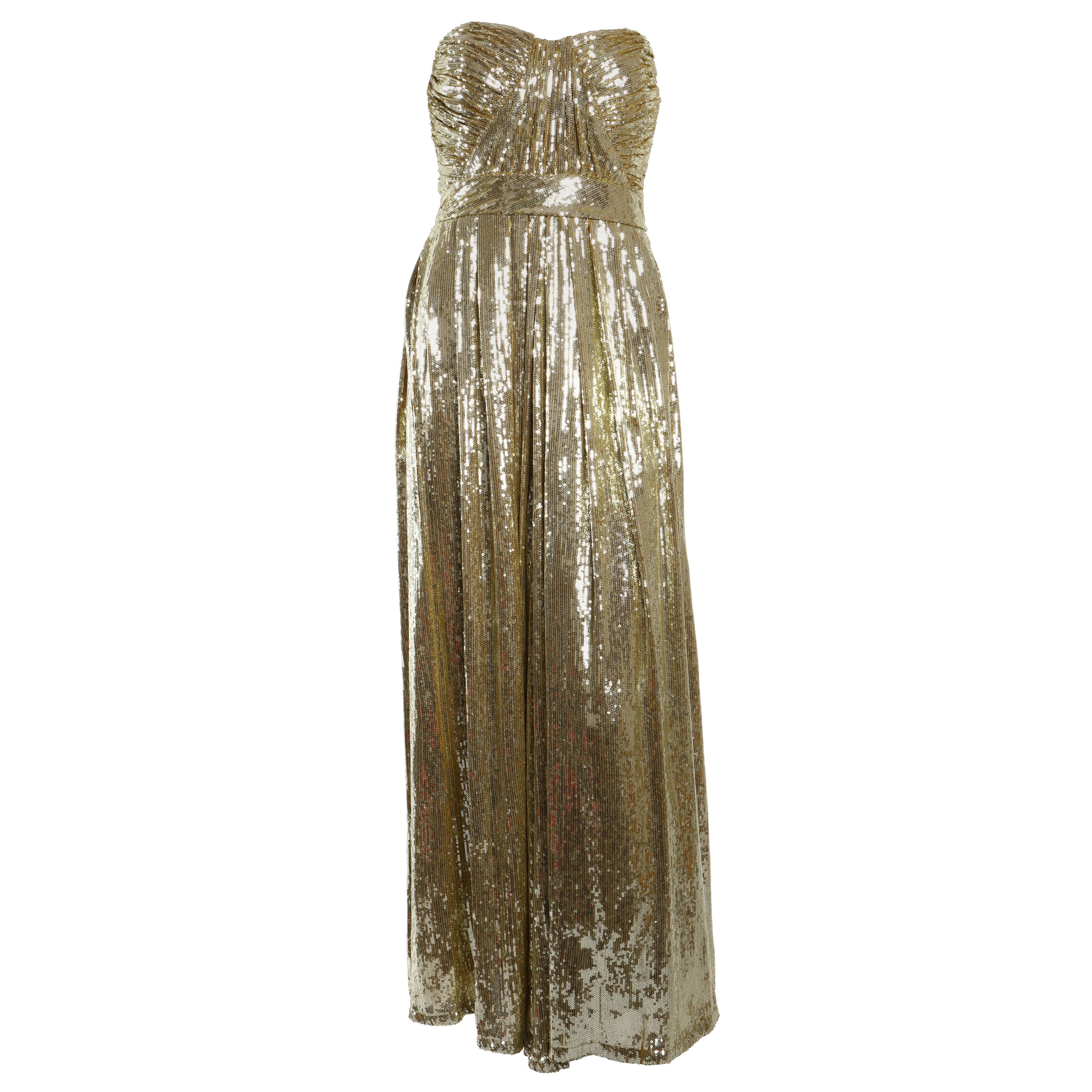 George Halley Silk and Velvet Ochre Renaissance Style Gown at 1stDibs
