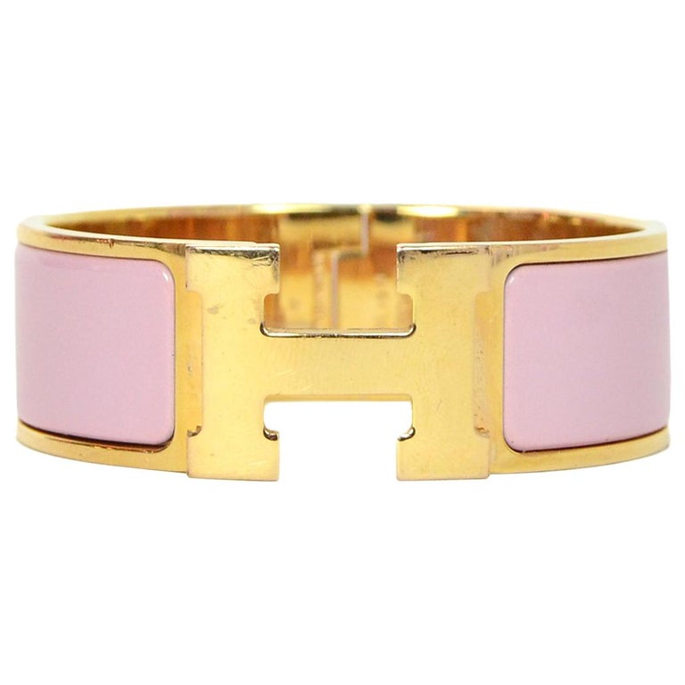Hermes Pink Rose Nacarat Clic Clac H Bracelet For Sale at 1stDibs