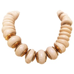 Vintage Chanel Ivory Resin Gold Necklace, 1990s