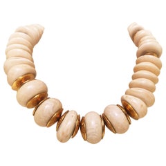 Vintage Chanel Ivory Resin Gold Necklace, 1990s