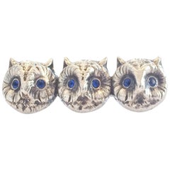Art Deco Sterling silver three owl brooch 