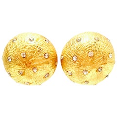 Vintage 20th Century Gold Plate & Swarovski Crystal Earrings By, Christian Dior