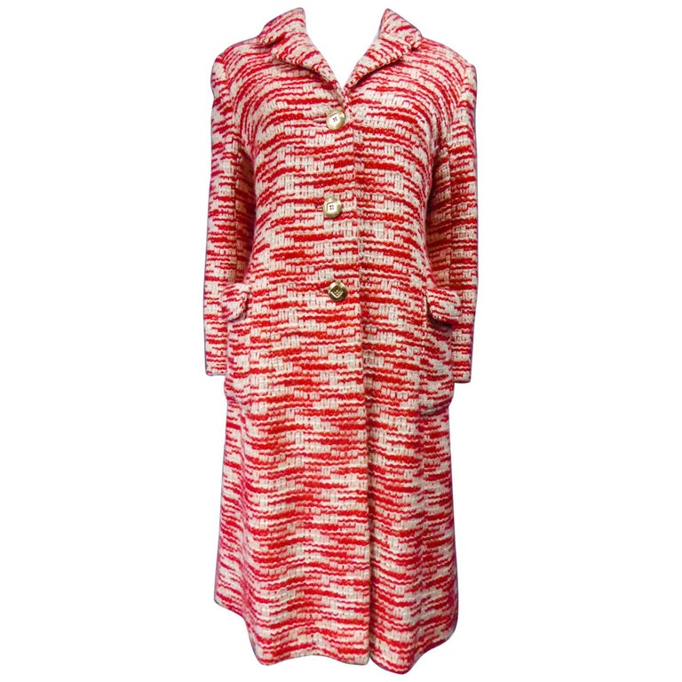 Couture Pierre Balmain Chiné Knitted Coat Circa 1970 1