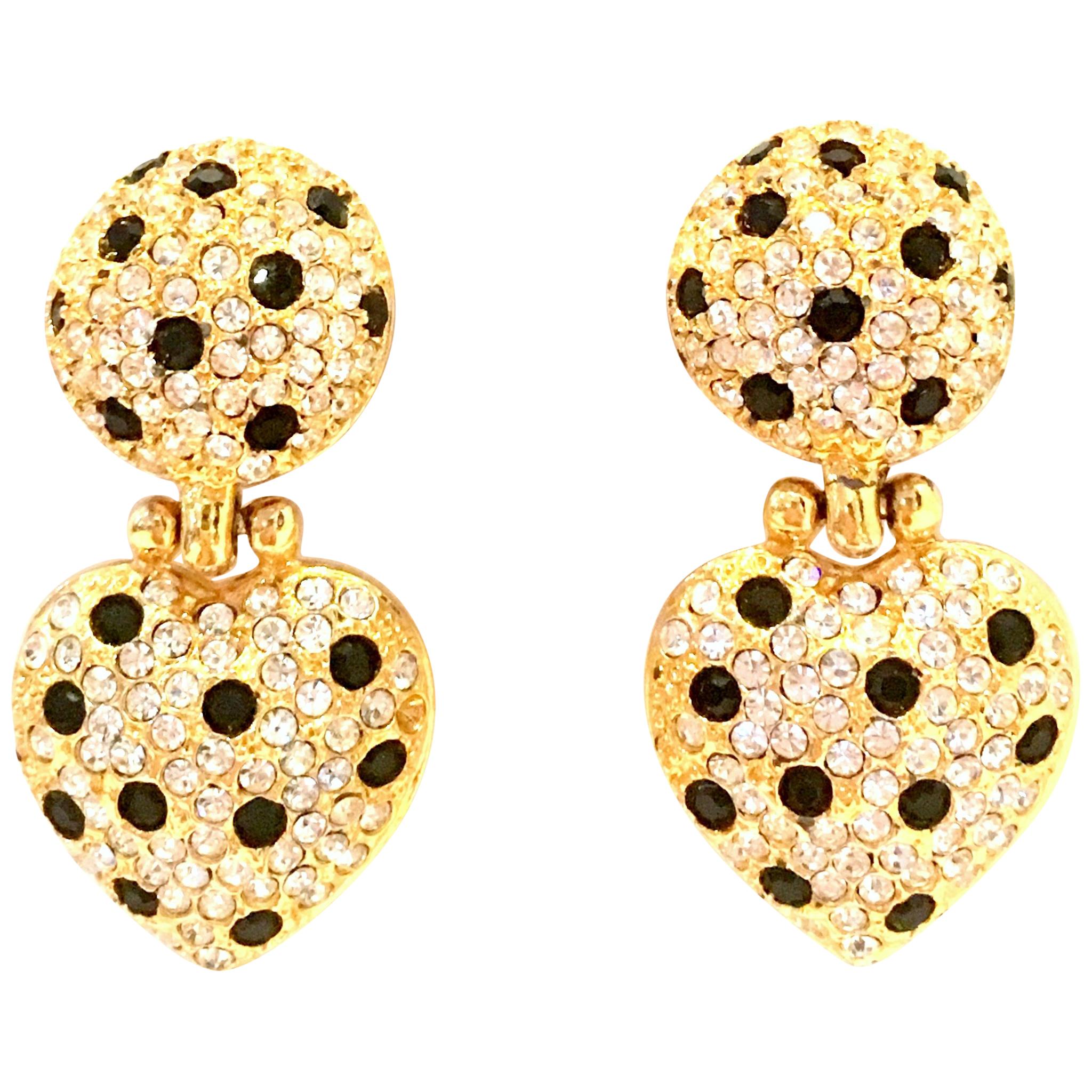 21st Century Gold Swarovski Crystal Heart Earrings By, Joan Rivers For Sale