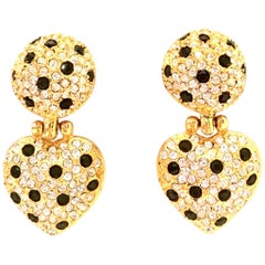 21st Century Gold Swarovski Crystal Heart Earrings By, Joan Rivers