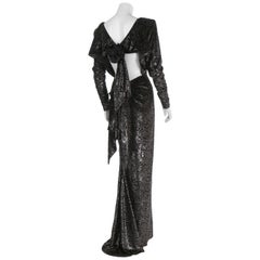 Rare 2 in 1 Yves Saint Laurent Couture Crushed Velvet Numbered Dress c. 1986