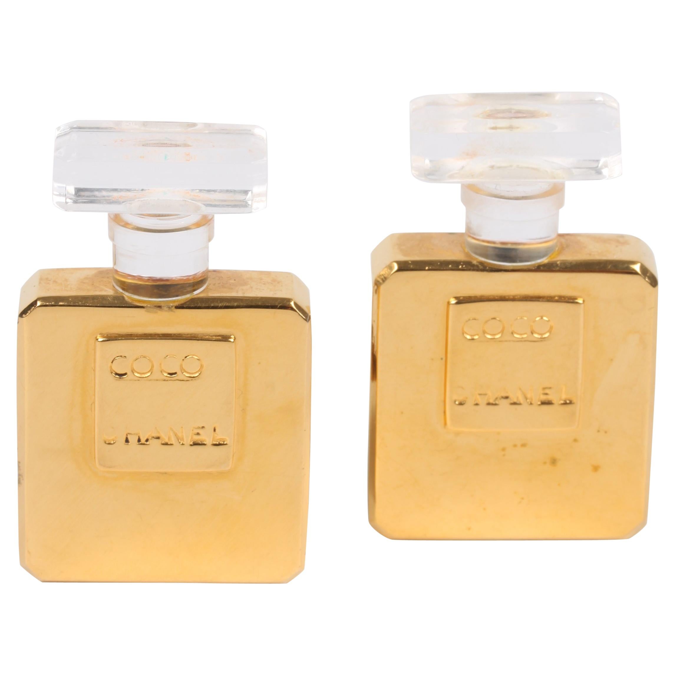 Chanel Vintage Perfume Bottle Earrings - gold For Sale