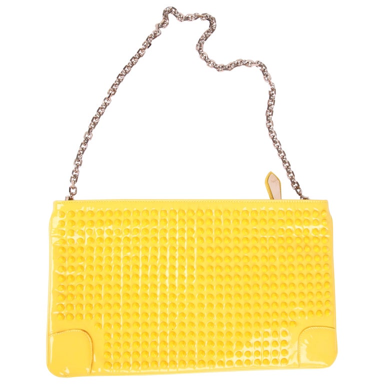 Christian Louboutin Studded Clutch yellow at 1stDibs