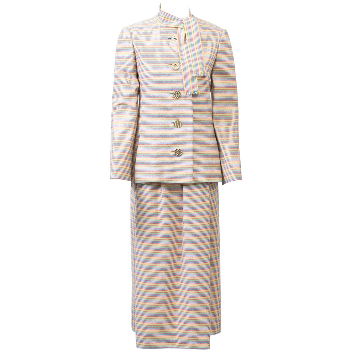 Pauline Trigère Striped Wool Suit