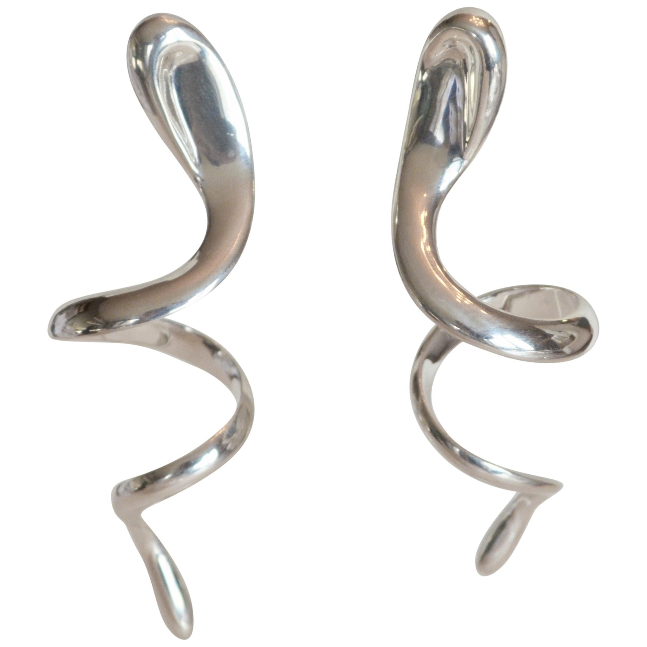 Patricia von Musulin Sterling Silver Snake Clip Earrings