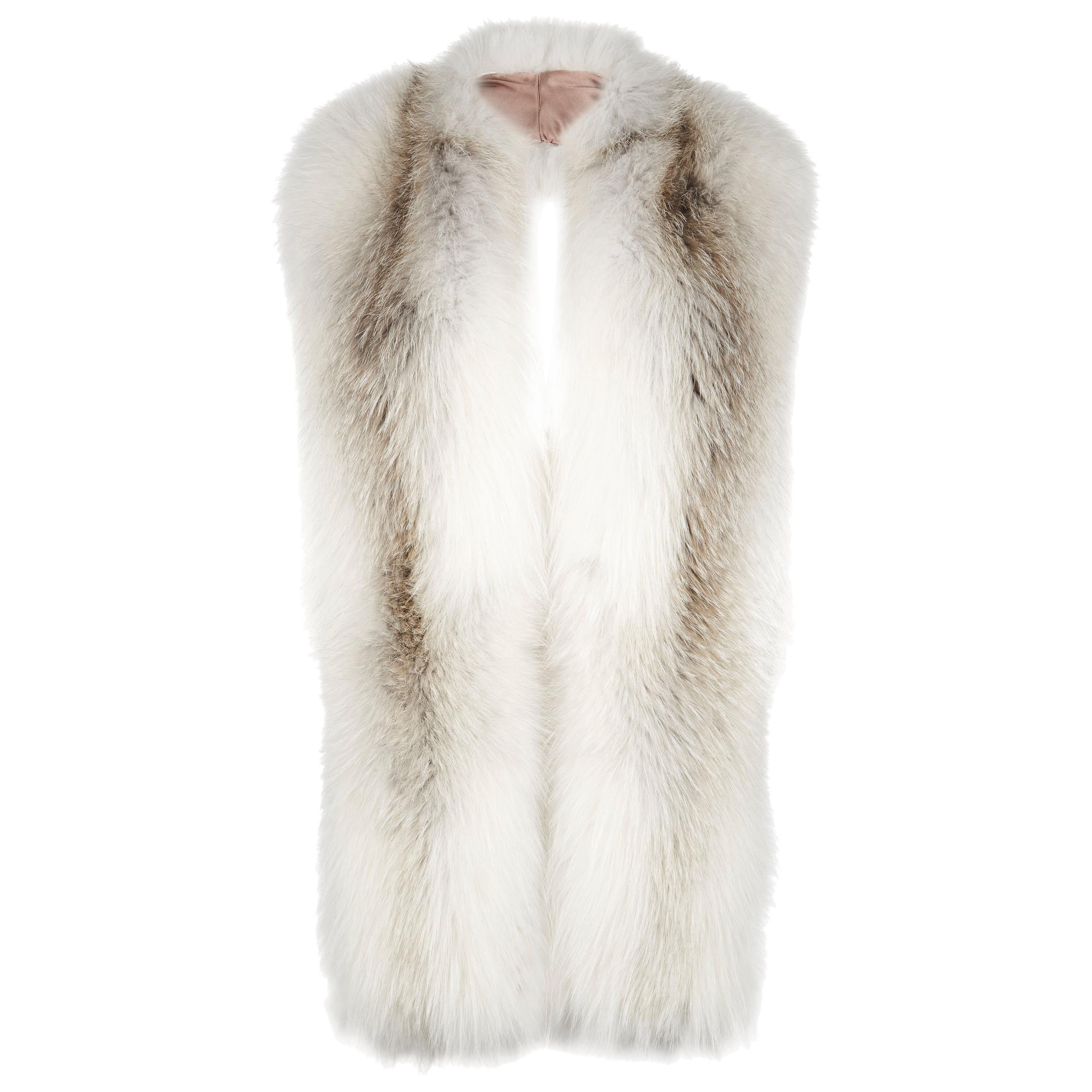 Verheyen London Legacy Stole in Natural Fawn Light Fox Fur - Silk &Monogramming 