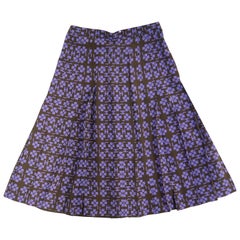 2001 NWT Chanel Purple and Brown Mark Lucky Clover Pleated Skirt