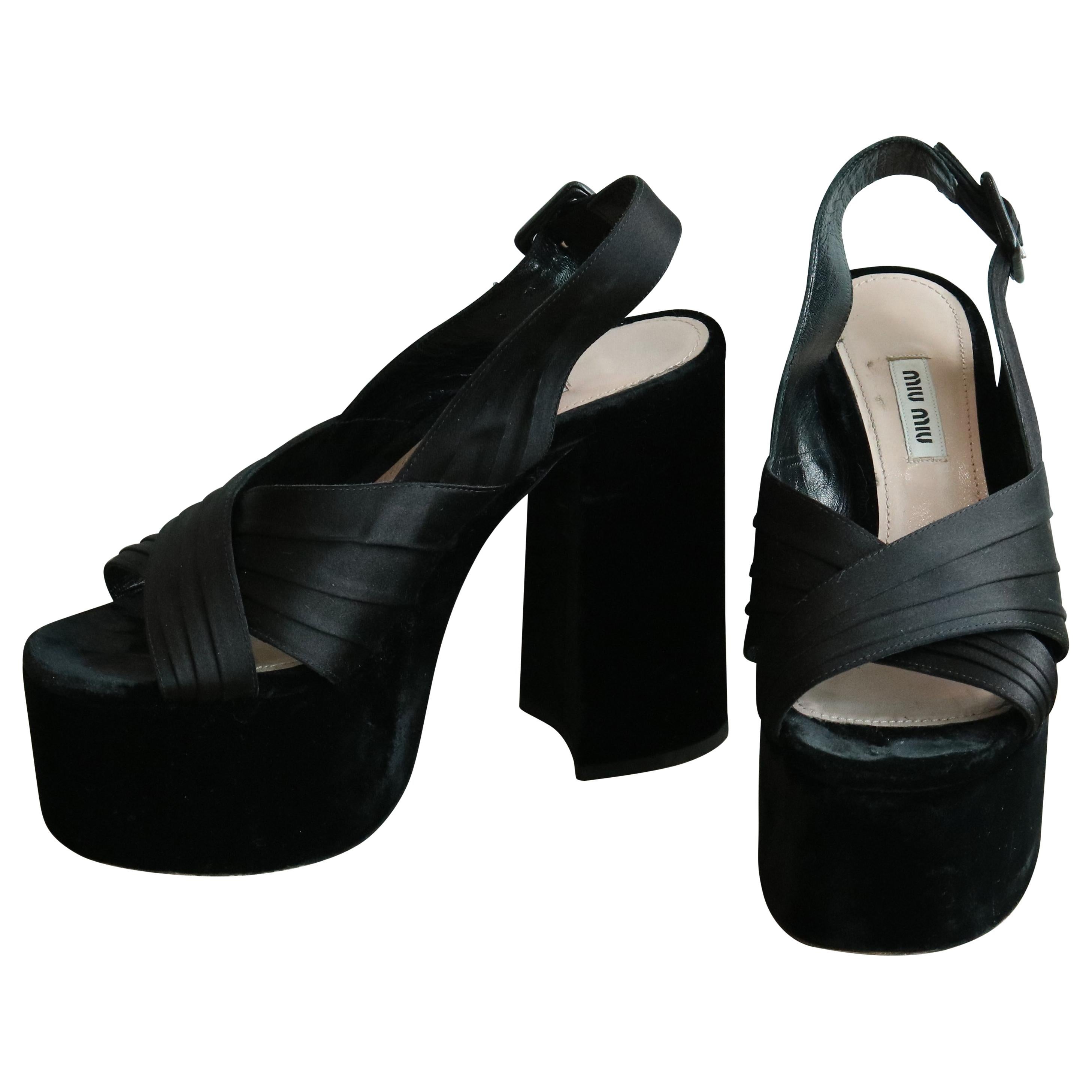 Miu Miu Satin and Velvet Platform Sandal