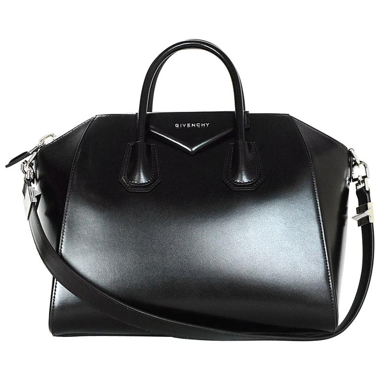 Givenchy Black Shiny Lord Calfskin Leather Medium Antigona Bag at ...