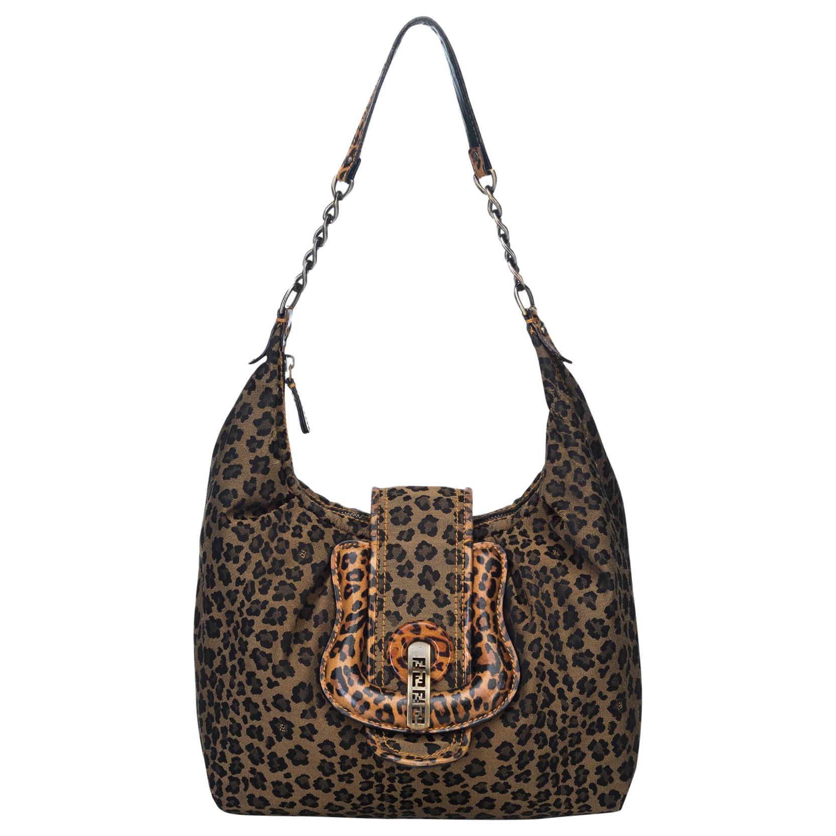 Fendi Leopard Print Hobo Bag