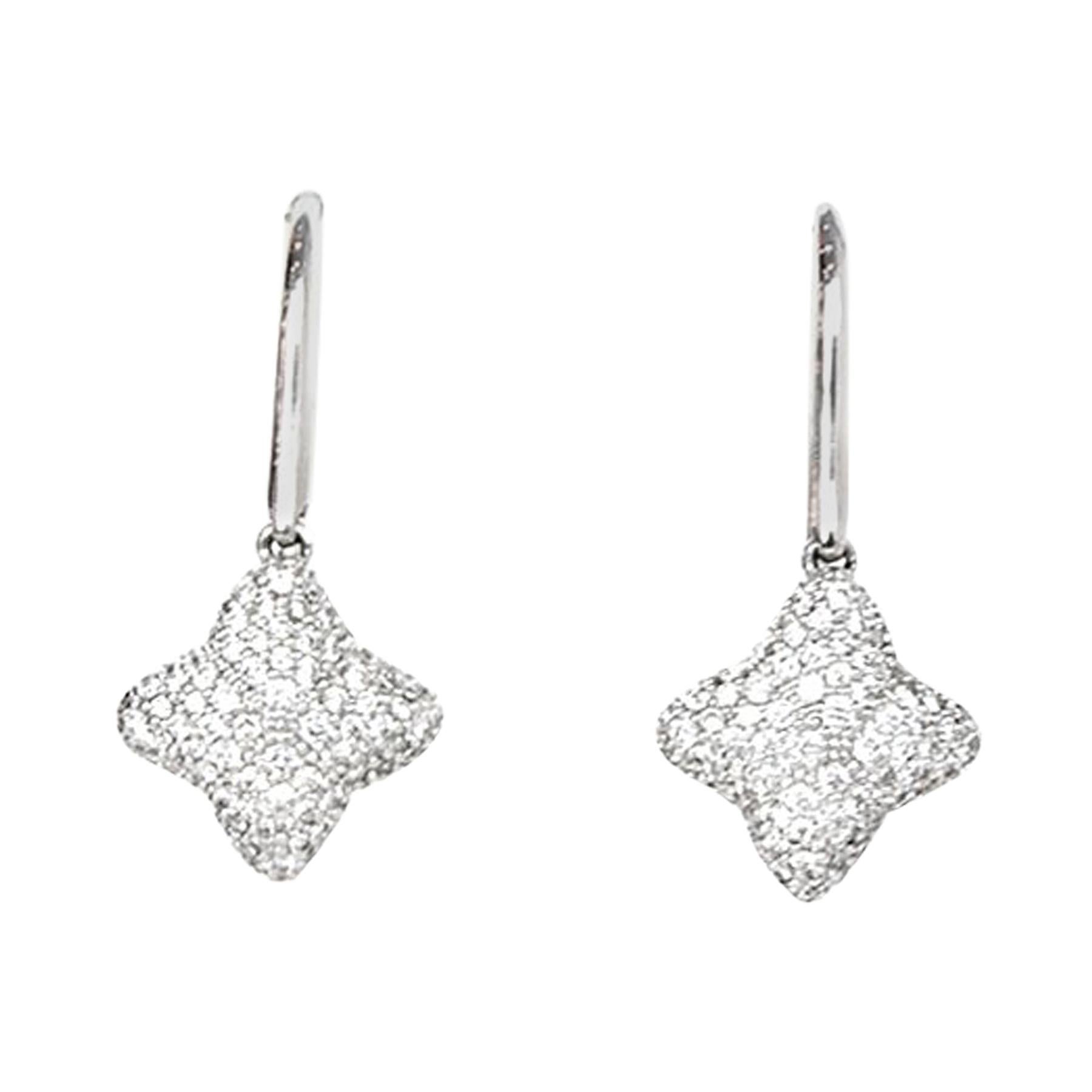 David Yurman 18K White Gold & Diamond Quatrefoil Drop Earrings rt. $2, 950