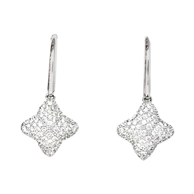 David Yurman 18K White Gold and Diamond Quatrefoil Drop Earrings rt. $2 ...