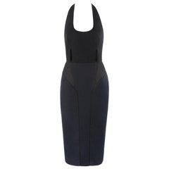 ALEXANDER McQUEEN S/S 2005 "It's Only A Game" Two Tone Sheath Halter Dress