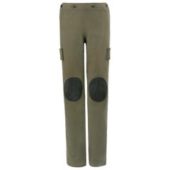 ALEXANDER McQUEEN A/W 2003 "Scanners" Olive Green Leather Knee Pad Cargo Pants