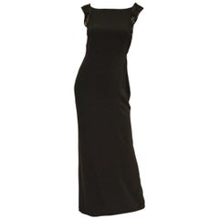Richard Tyler Couture Black Silk & Sequin Plunge Back Dress