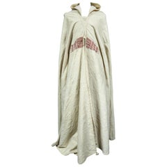 Vintage Woven Wool Burnous Traditional Cape - Tunisia around 1950