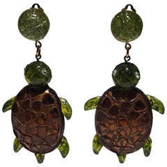 Monumental Unique Turtle Statement Earrings by Cilea Paris