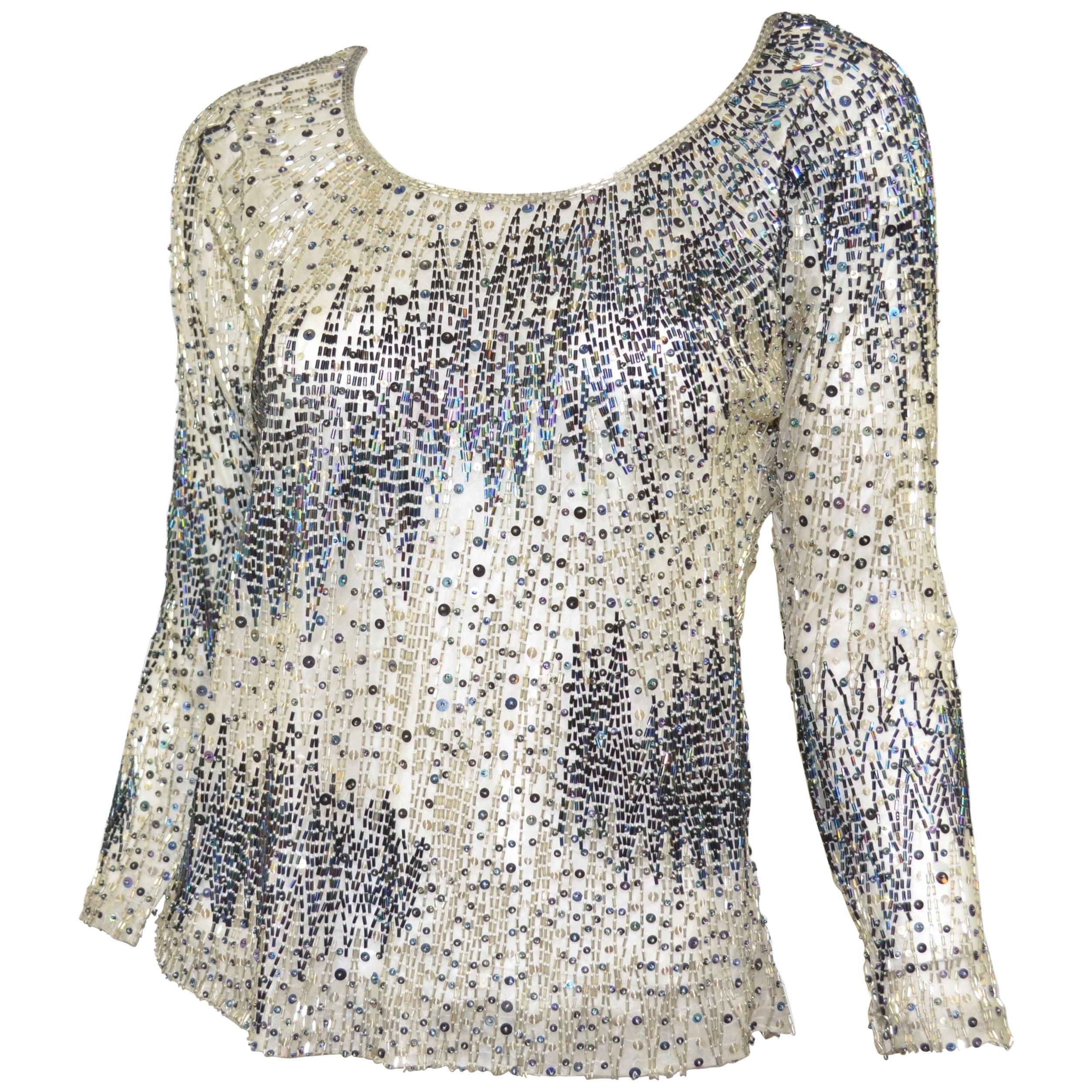 Halston Beaded Top