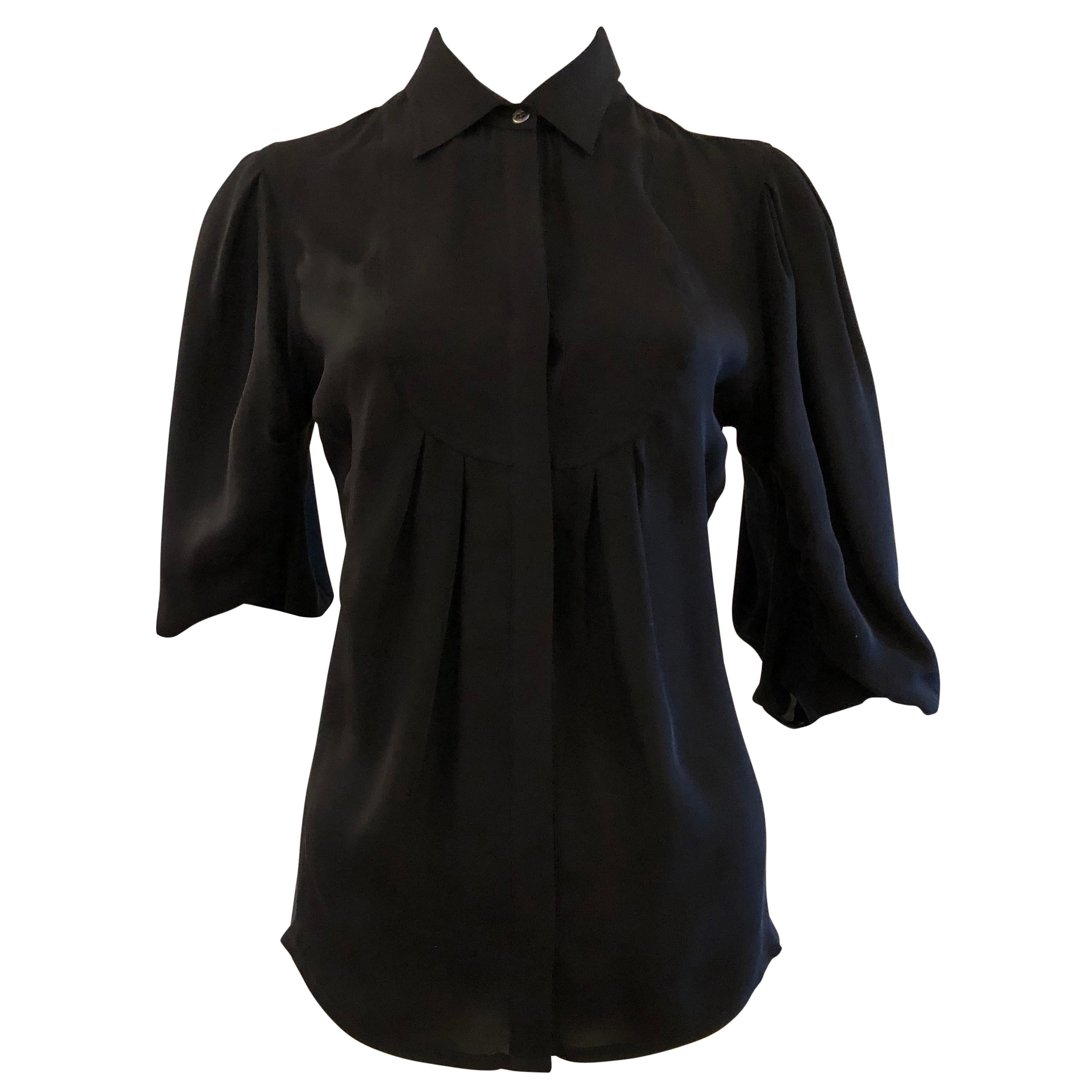 Versace Collection Silk Black "Poet" Blouse 42 Itl