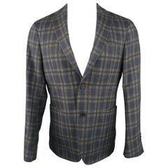 SAKS FIFTH AVENUE 38 Regular Charcoal Plaid Wool Sport Coat