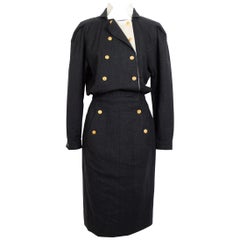 Chanel Vintage 1980s documented wool dress with 14 Coco Chanel buttons