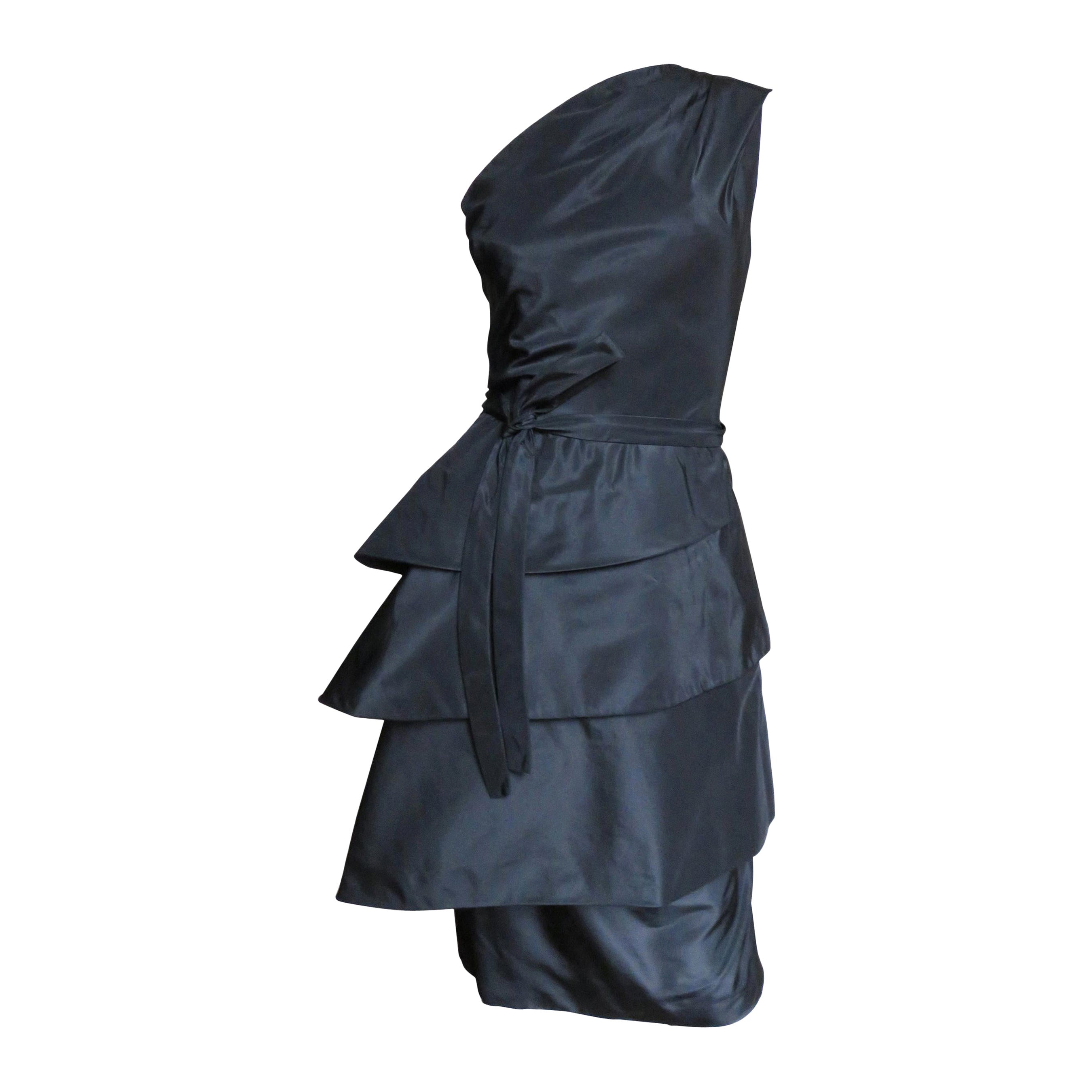  New Werle of Beverly Hills 1950s Sculptural Silk Dress For Sale
